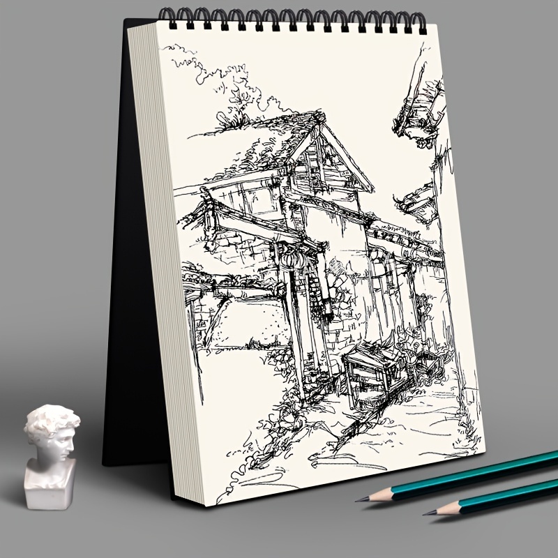 1pc Landscape Pattern Cover Spiral Sketch Book, Professional