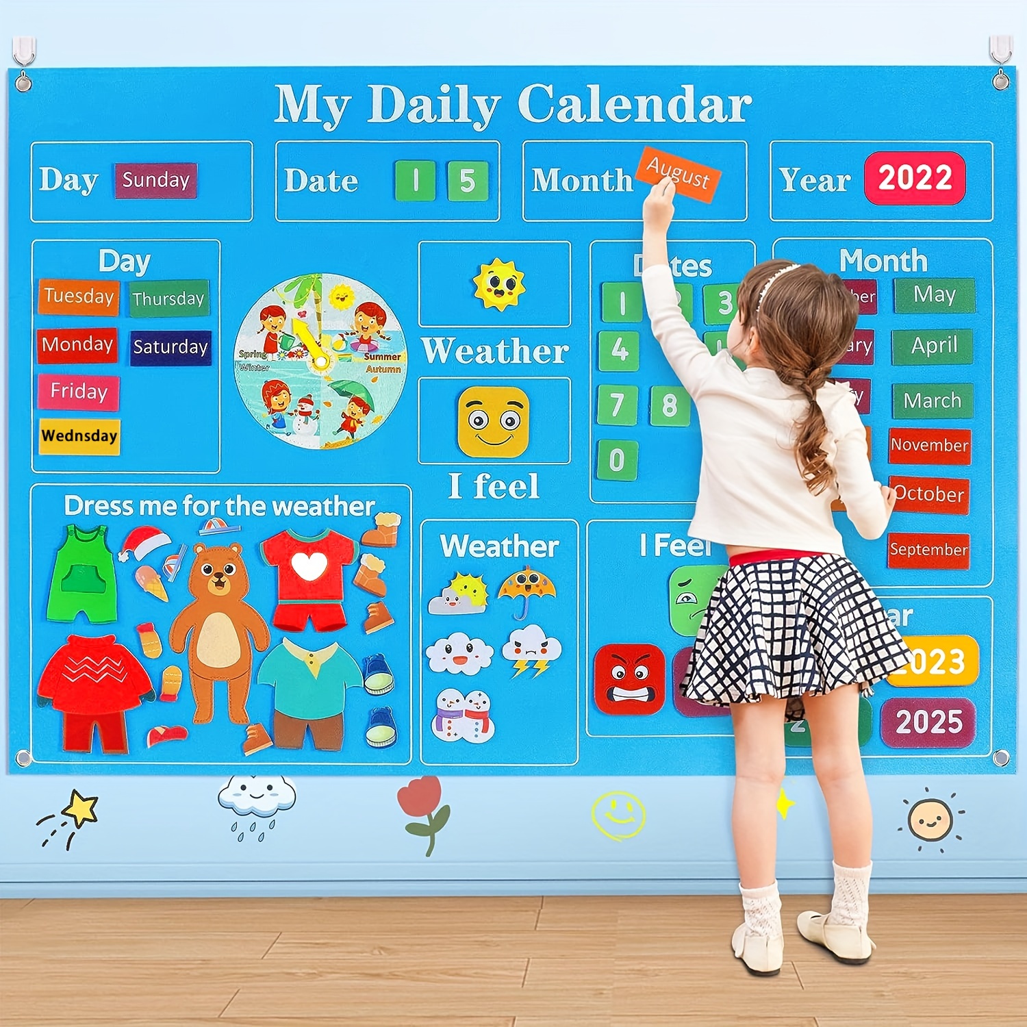 Calendario per bambini e grafico tascabile meteorologico Calendario da  parete