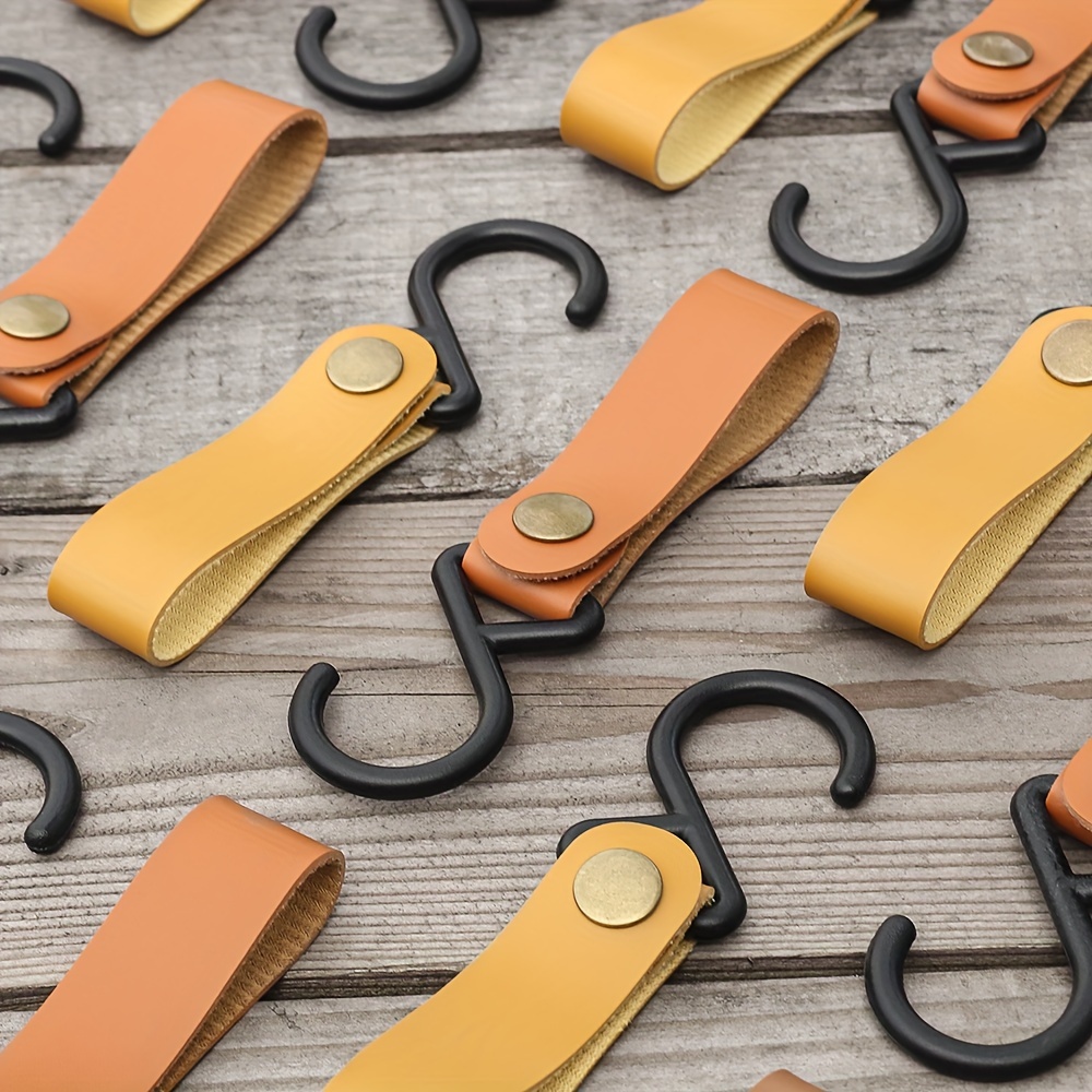 S Shape PU Leather Storage Hook Keychain for Camping