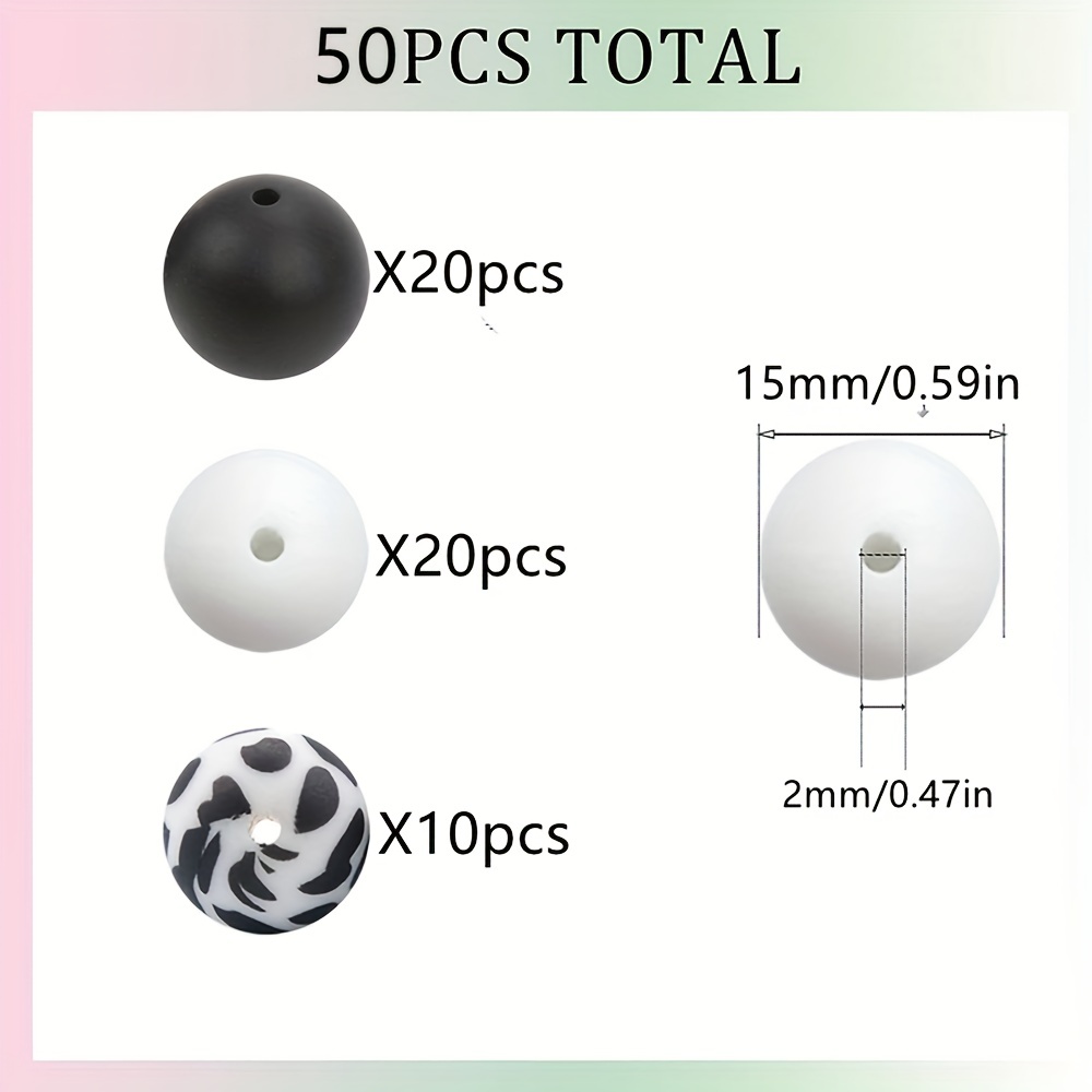 Total Silicone Loose Beads Bulk Round Assorted Beads For - Temu