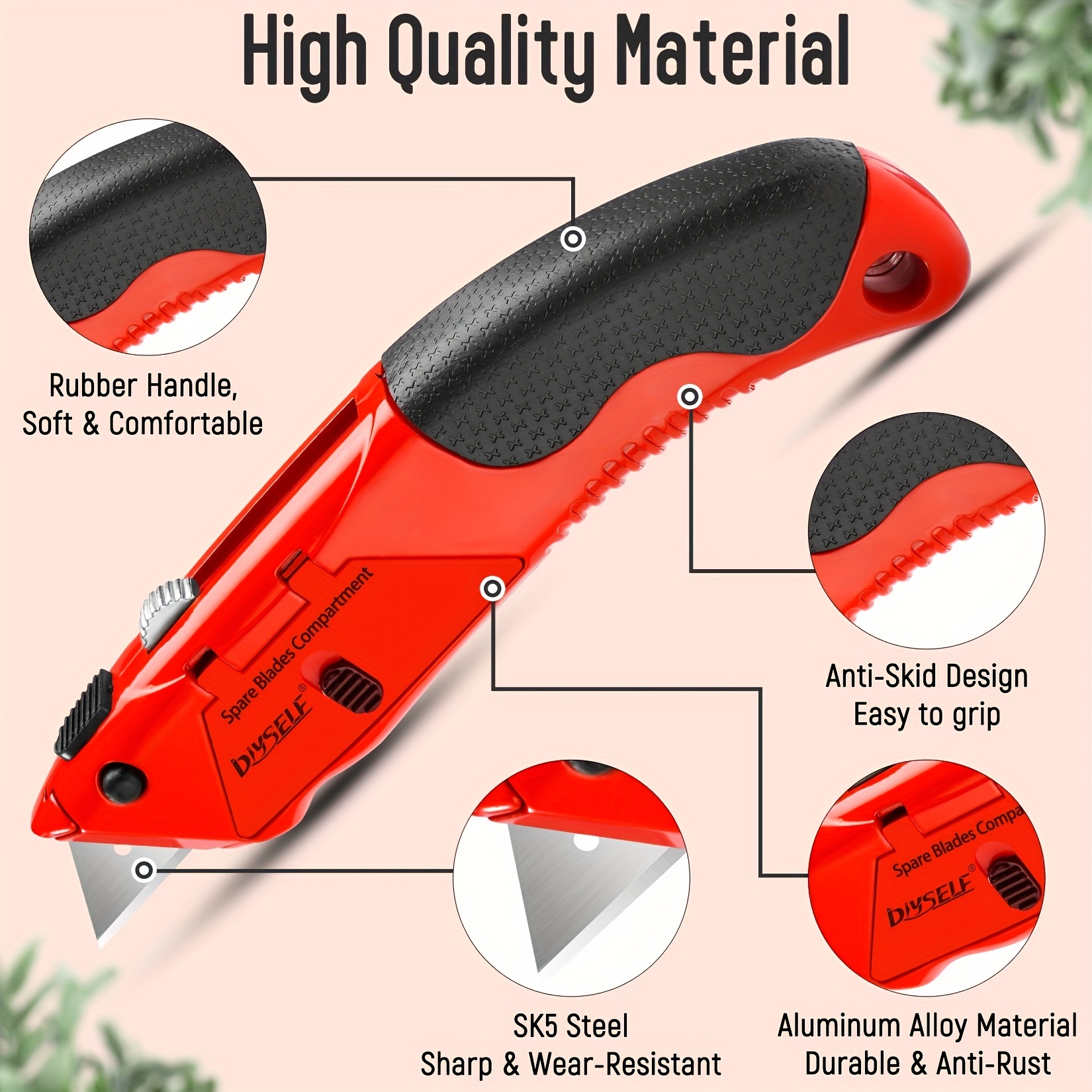 DIYSELF 6 Pack Box Cutters Assorted Sizes (9MM /18MM Wide Blade Cutter)  Utility Knife Retractable, Compact