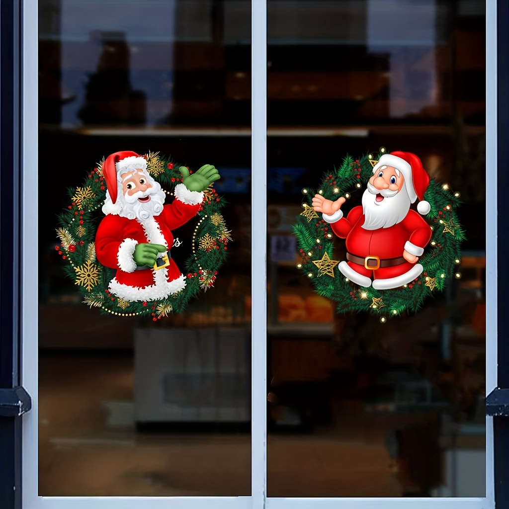 TEMU 2pcs Pegatina De Ventana De Vidrio De Navidad, Pegatinas De Ventana Con Patrón De Santa Claus, Pegatinas De Decoración De Dormitorio, Sala De