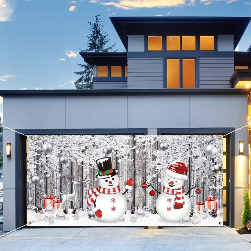 Christmas Garage Door Banner Decoration Large Snowman - Temu