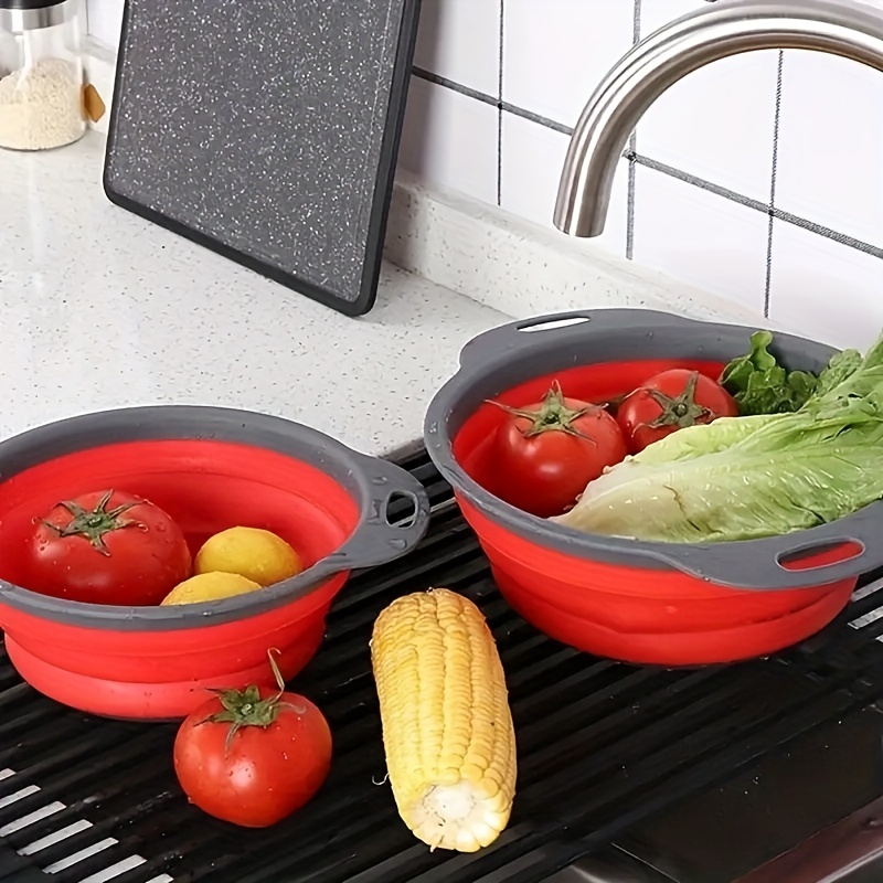 Cheap Kitchen Drain Basket Collapsible Silicone Colander Strainer Foldable  Fruit Vegetable Washing Basin