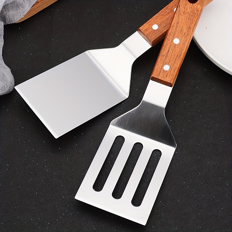 Stainless Steel Wooden Handle Teppanyaki Shovel Non-Slip Frying