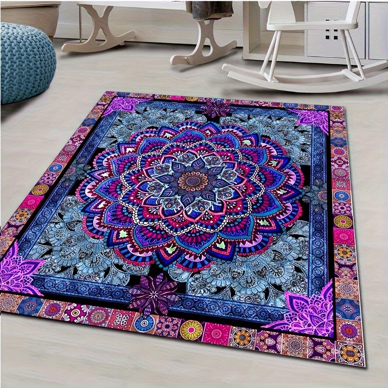 Mandala Area Rug | Rangoli store Area Rug | Floral Mandala Area Rug | Pink Decorative Area Rug | Mandala Carpet | Housewarming Gift