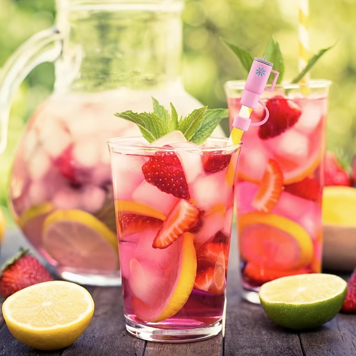 Kitchen, Red Pink Strawberry Stanley Cup Straw Cover