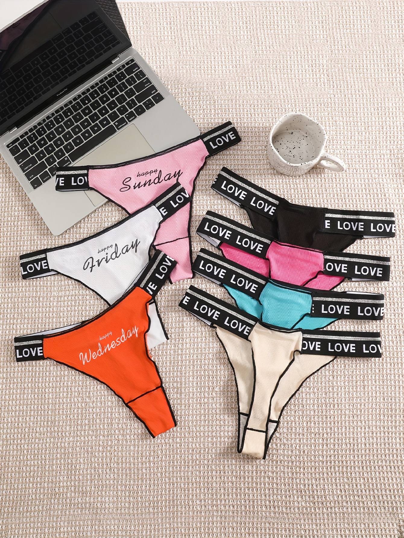 Letter Print Thongs Soft Comfy Stretchy Intimates Panties - Temu