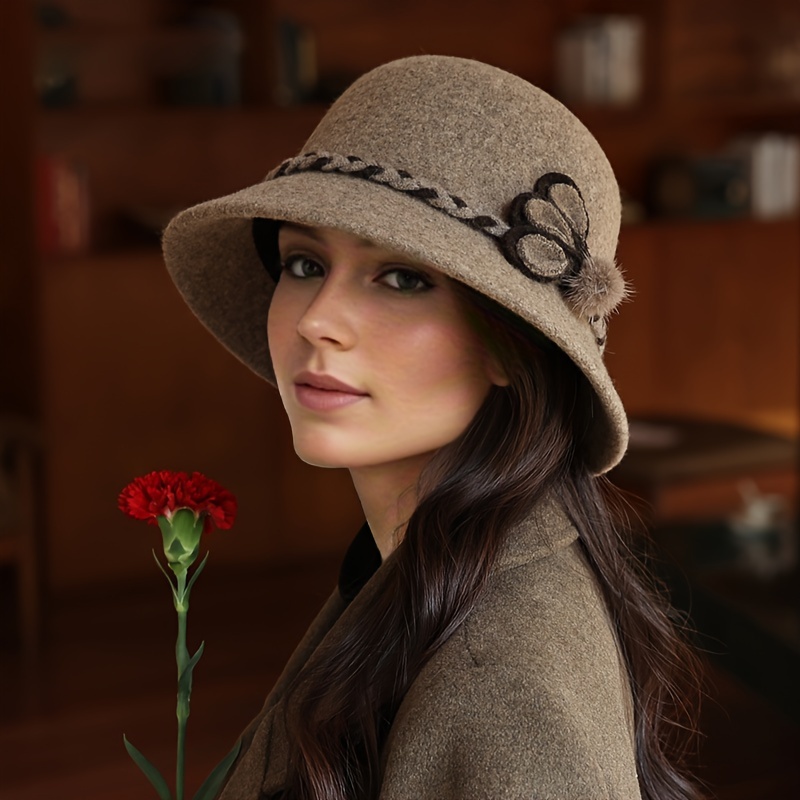 Flower Decor Silk Bucket Hat Elegant French Style Basin Hats - Temu