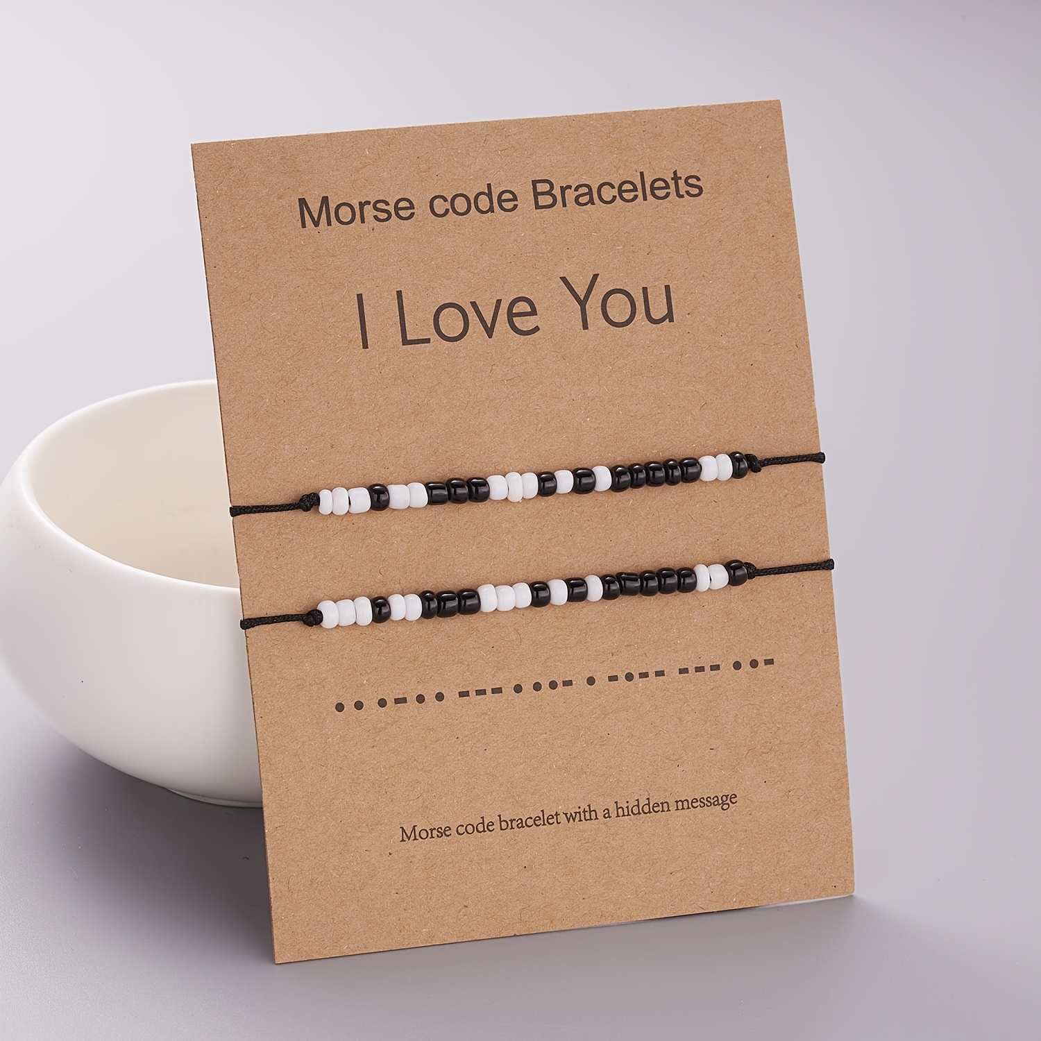 I Love You - Morse Code Bracelet Set