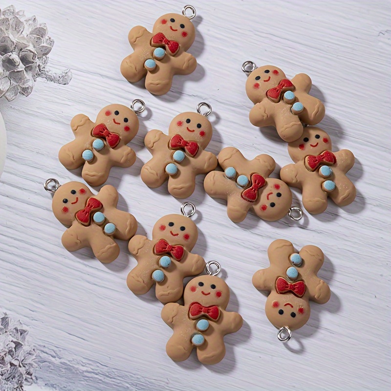 

10pcs Christmas Gingerbread Charms, Resin Pendant Charms For Earring Bracelet Keychain, Diy Jewelry Making Supplies