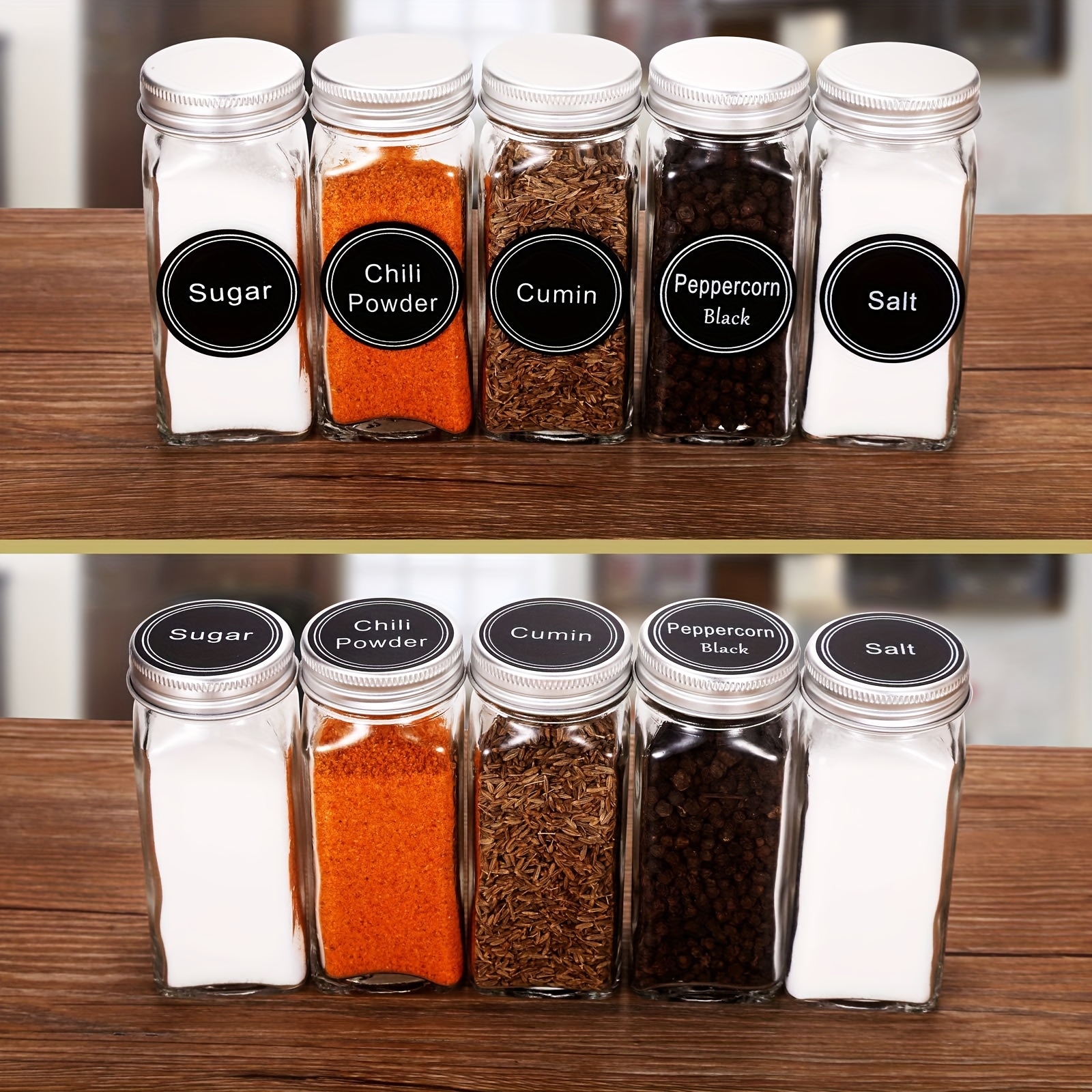 Glass Spice Jars Set Empty Square Spice Bottles Seasoning - Temu