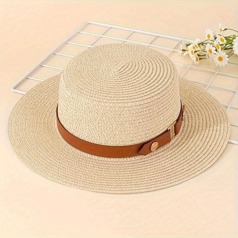 Straw Hat Summer Beach Hat Flower Foldable Sun Protection Large Brim Sun Hat