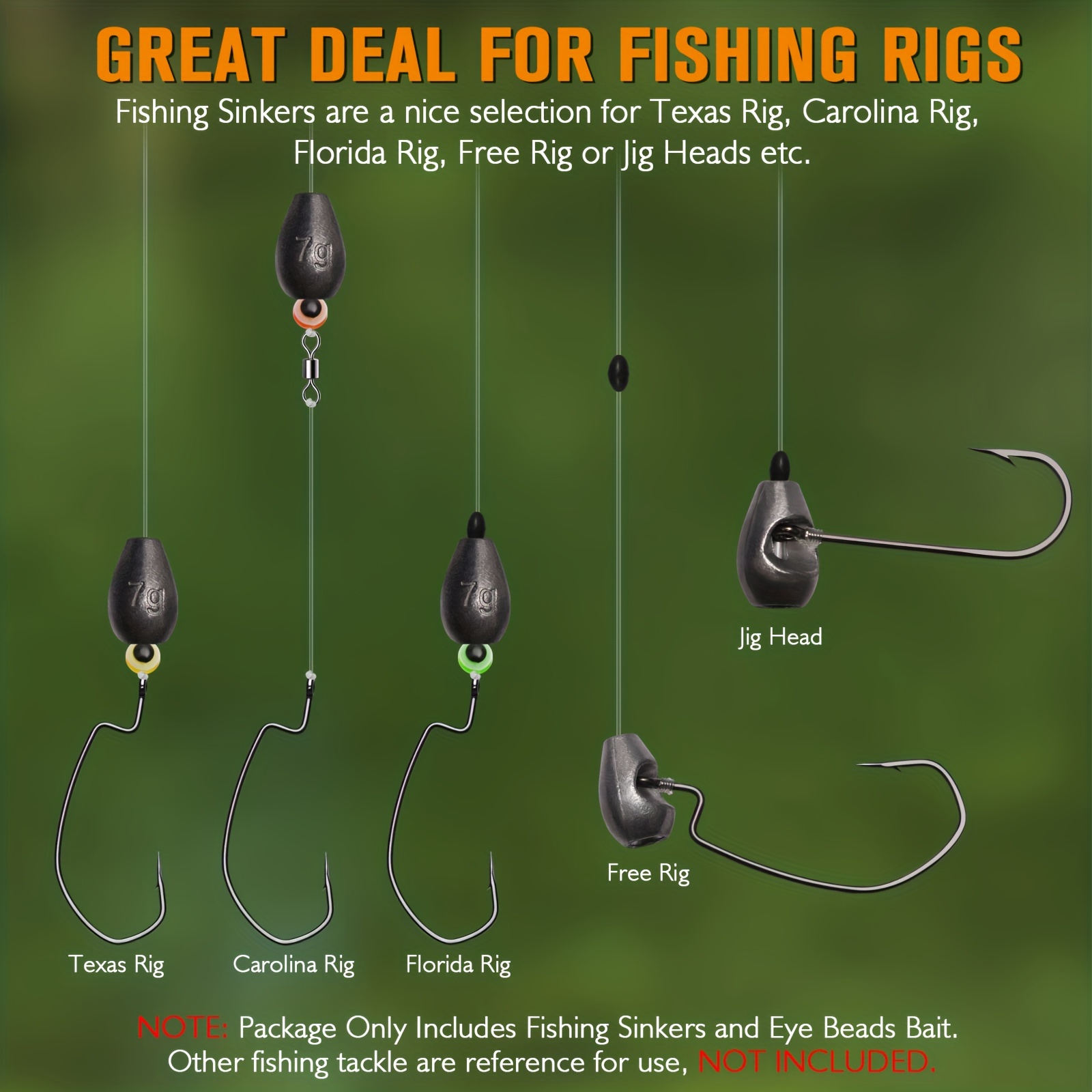  KTGCOZS Pack of 5 Fishing Rig Drop Shot Rigs #4/0 Hook ungsten  Weight Walleye : Sports & Outdoors