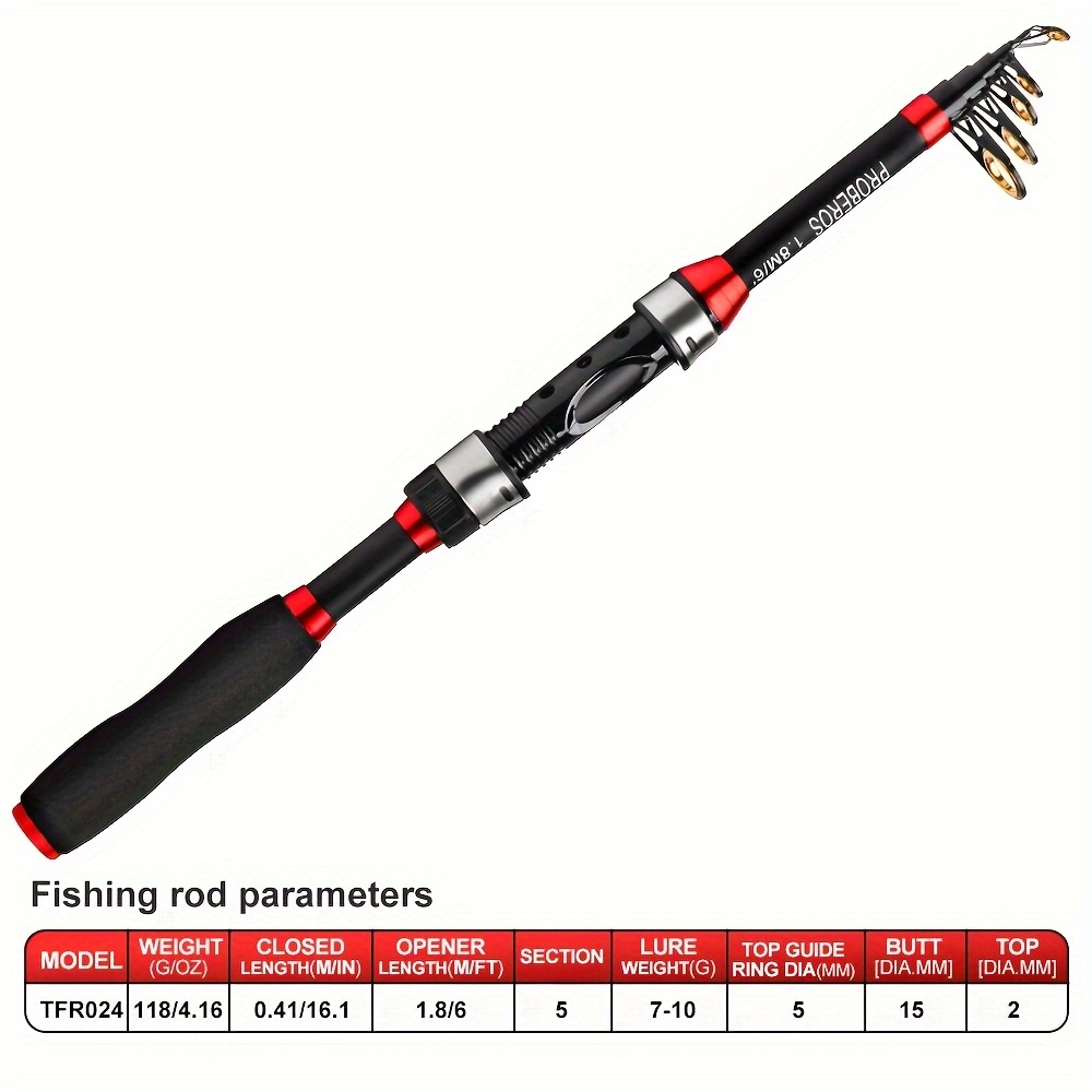 TEMU Medium Baitcaster Rod And Reel Combo, Carbon Fiber Fishing Pole Set, Medium Power Uncharged, Dual-handed , Full Kit For Freshwater & Saltwater