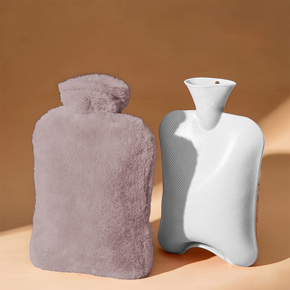 Warm Water Bag with Plush Cover for Cold Weather, Hand Warmer