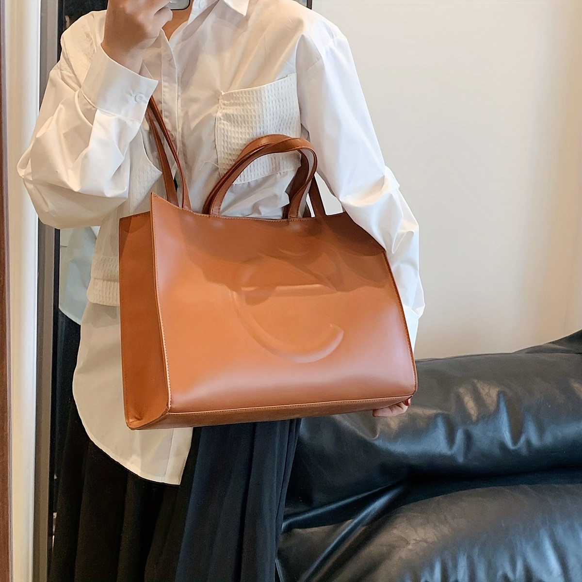 Fashion Embossed Detail Tote Bag, Large Capacity Crossbody Bag, Women's  Vegan Leather Satchel Purse - Temu United Arab Emirates
