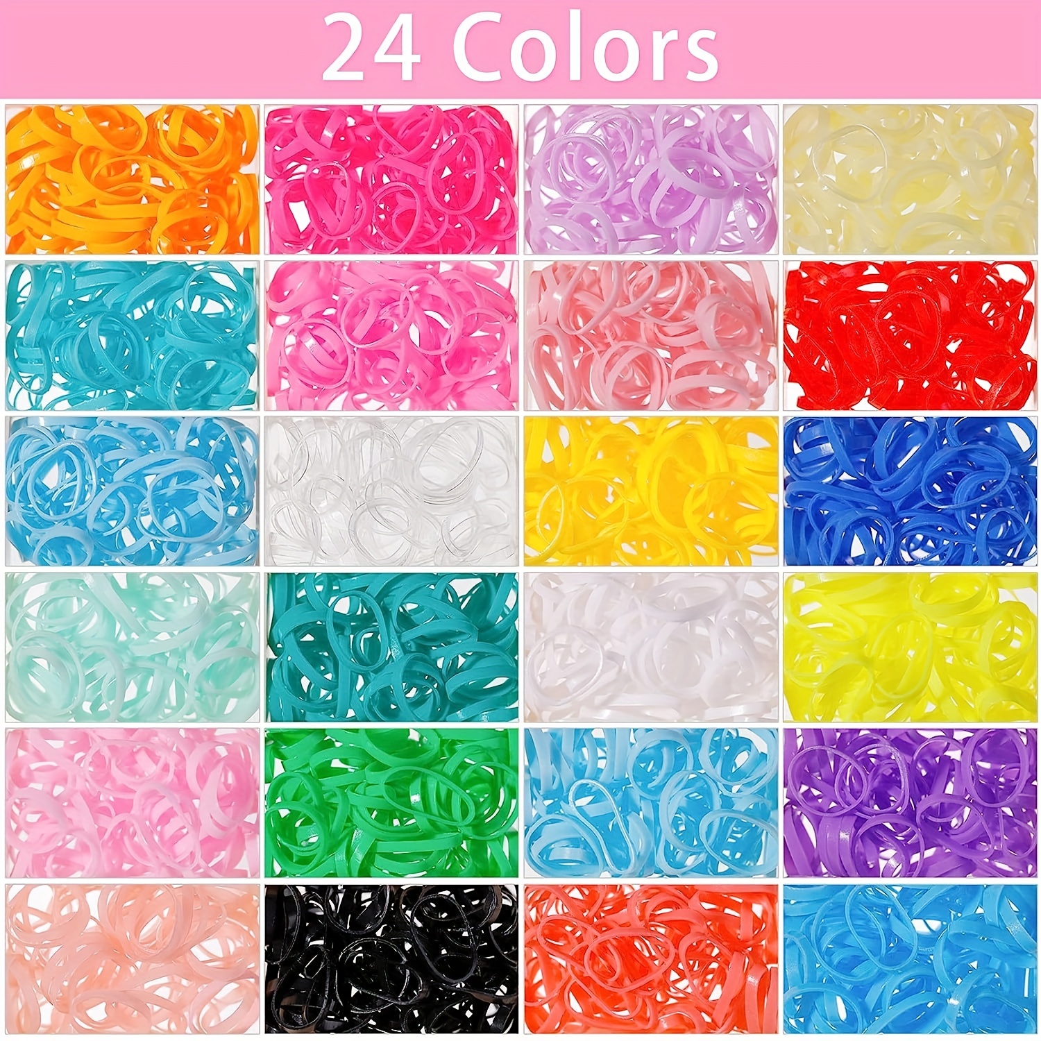 24 Color Elastic Hair Rubber Bands, Hair Ties With 4 Hair Styling Tools And  Organizer Box, Colorful Hair Accessories For Women