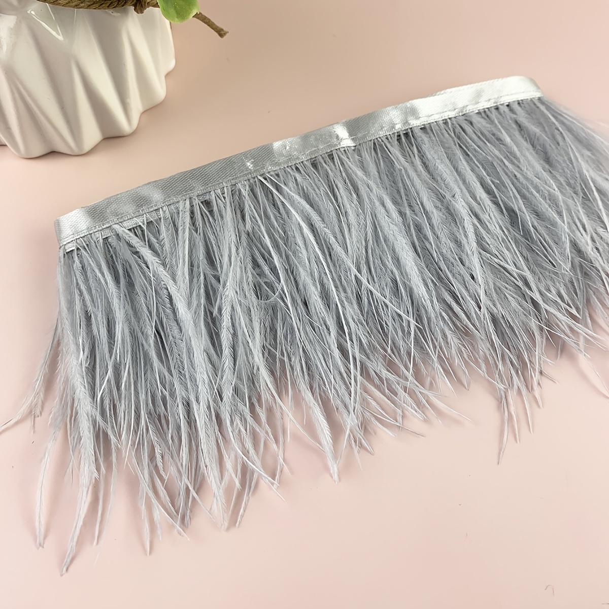 DIY Feather Decoration Ribbon. Light Gray Feathers Used For Clothing  Decoration. Sewing Feather Crafts 1 Yard/strip