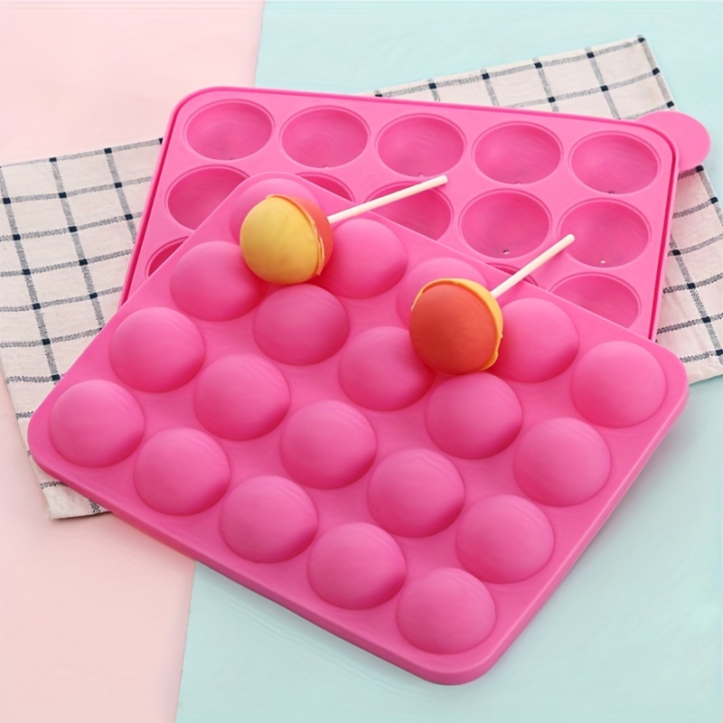 Pink Silicone Candy Trays 3D Lollipop Mold for Baby Food Candy Birthday  Party Decorating Circle Chocolate Pop Molds Maker 10 Cavities with 50 Paper  Sticks