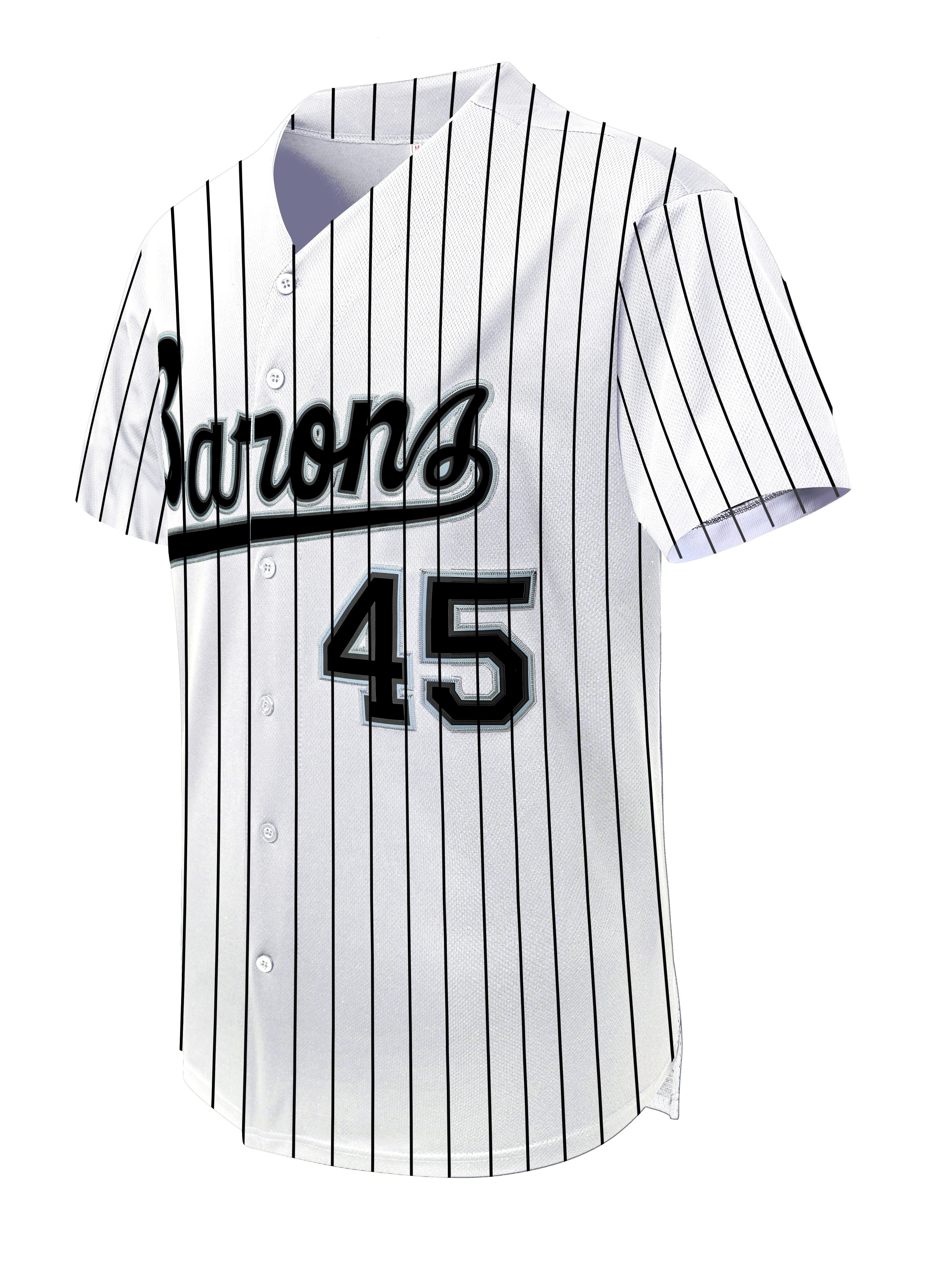 Vintage Jordan Birmingham #45 Baseball Jersey Stitched White Hip Hop Barons