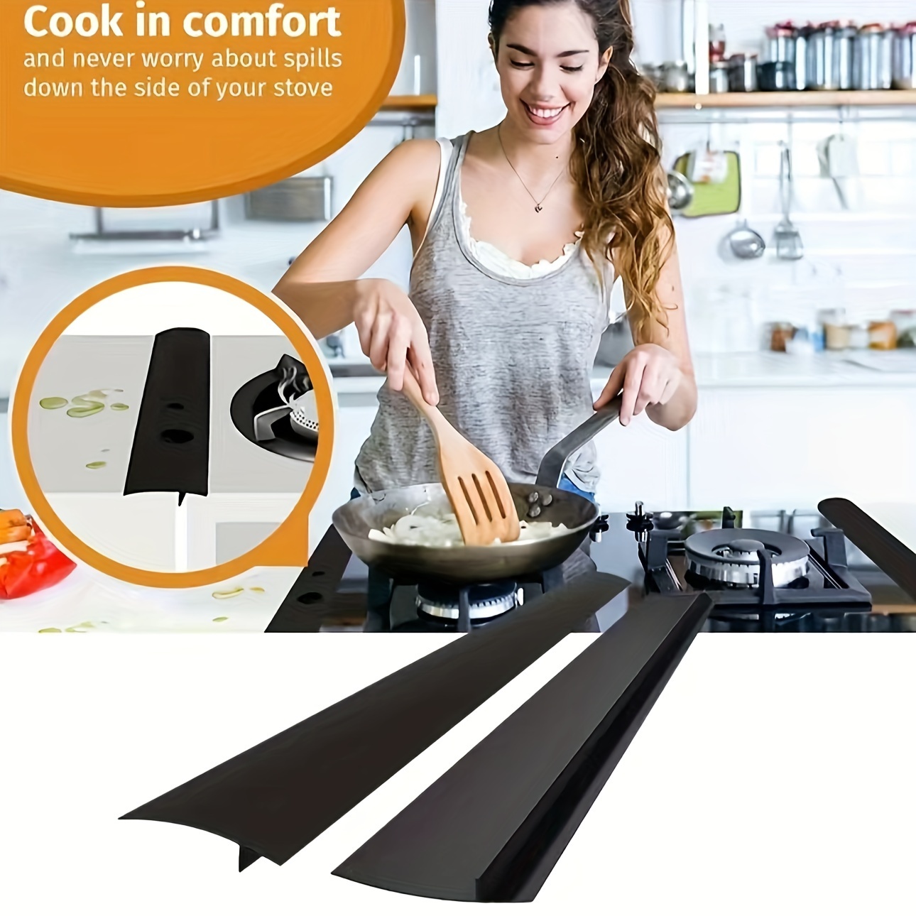 Silicone Stove Gap Covers (1/2 Pack), Heat Resistant Silicone Stove Counter  Guard Cabinet Gap Filler Seal The Gap Between Oven Kitchen Cabinet And Sto