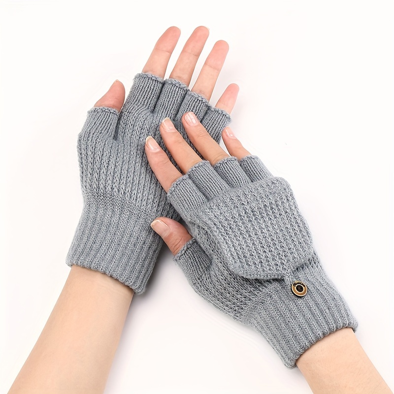 1pair Women's Autumn Winter Warm Fingerless Knitted Wool Writing Gloves For  Students