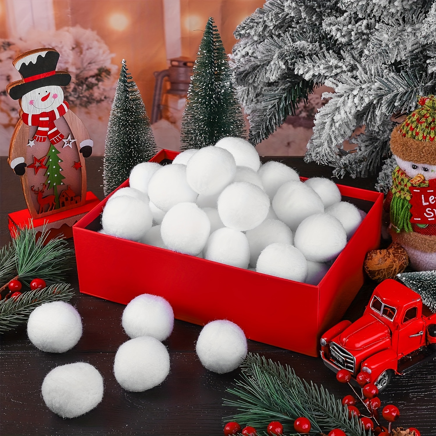 Christmas Decoration Fake Snowballs White Plush Simulation - Temu