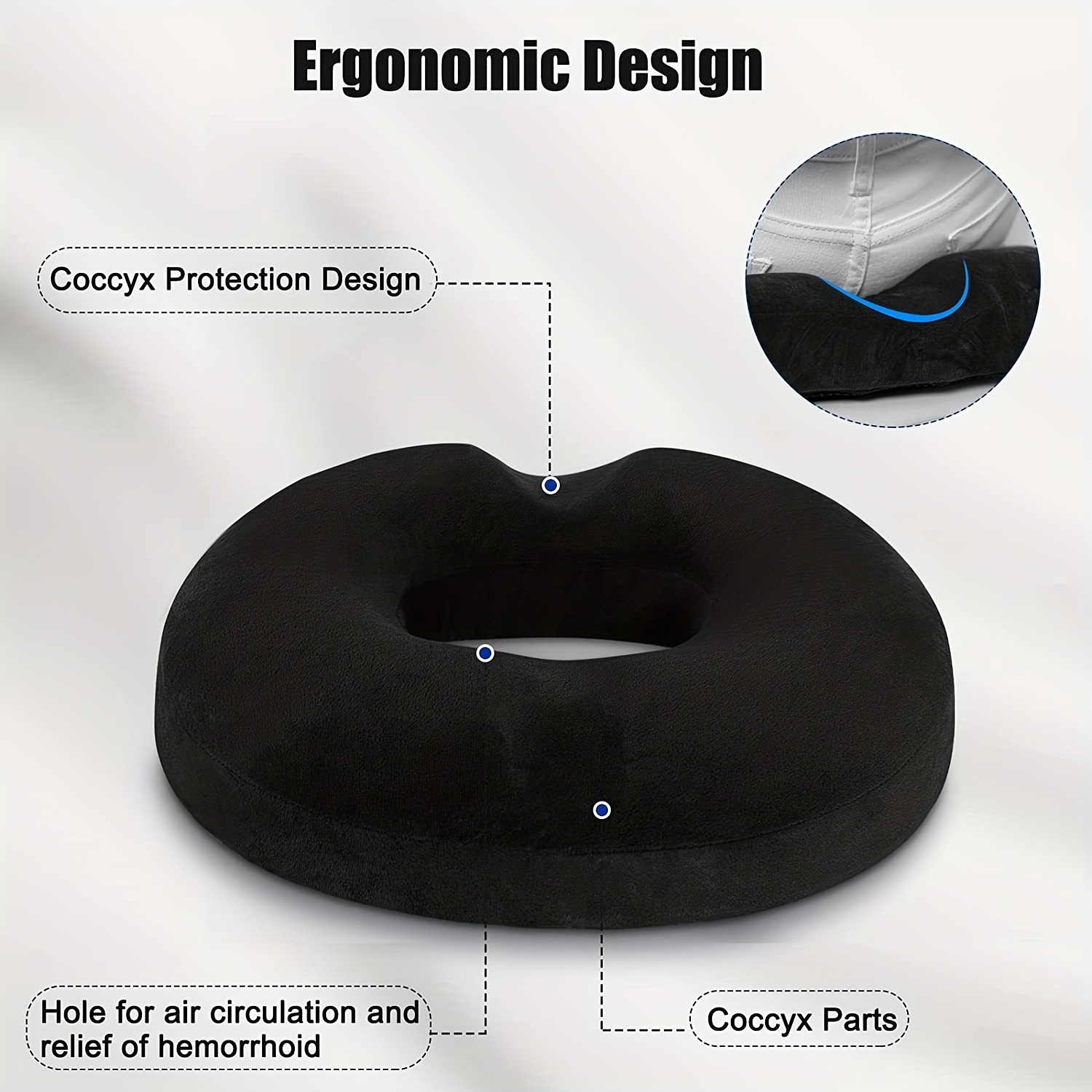 Donut Pillow for Tailbone Pain Relief Cushion, Sciatica Pain Relief Pad for  Hemorrhoids, Pregnancy, Prostate and Surgery Recovery, Cushion Suitable