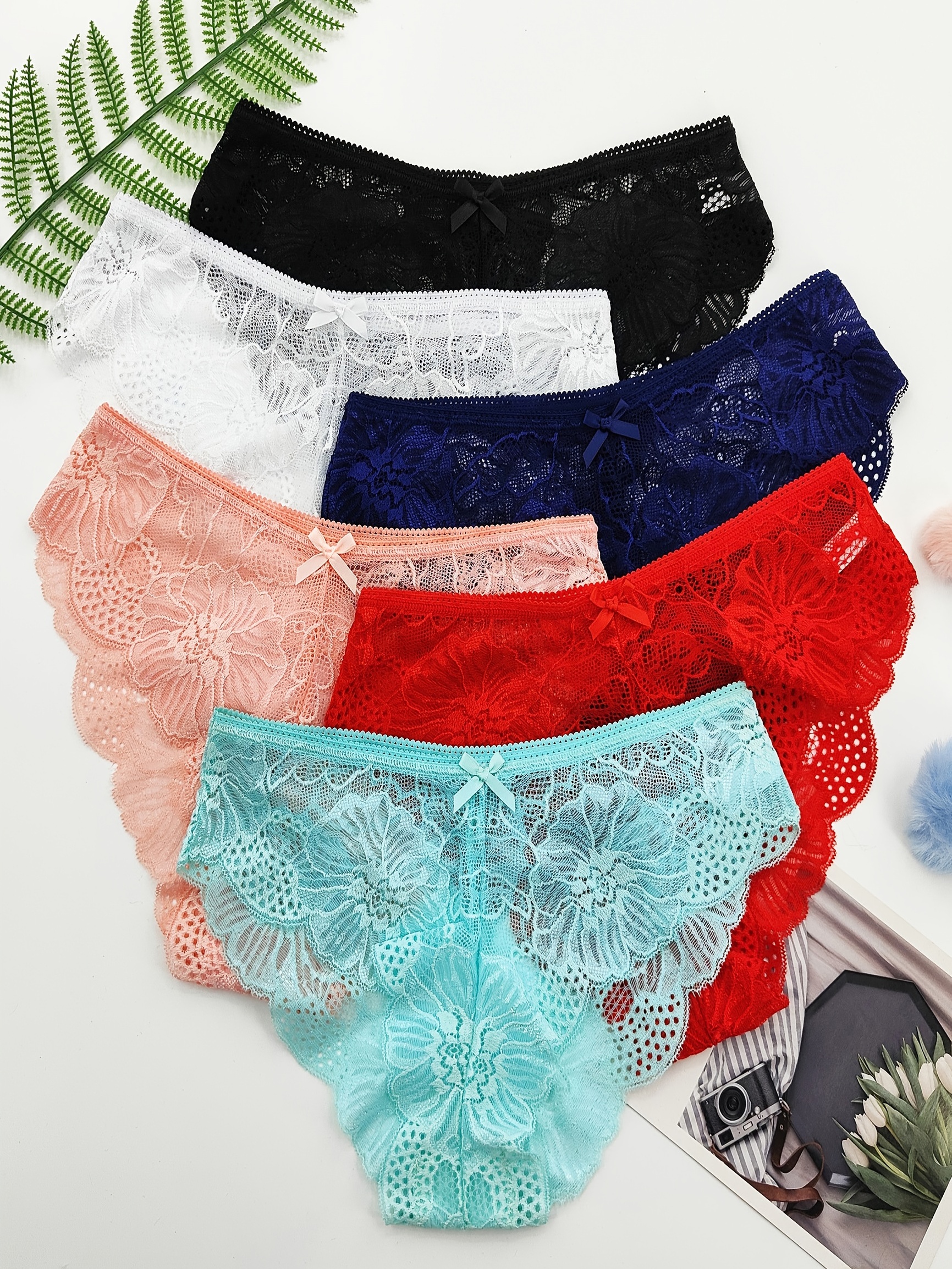 Lace Bow Front Hipster Bikini Panties Comfortable Breathable - Temu Canada