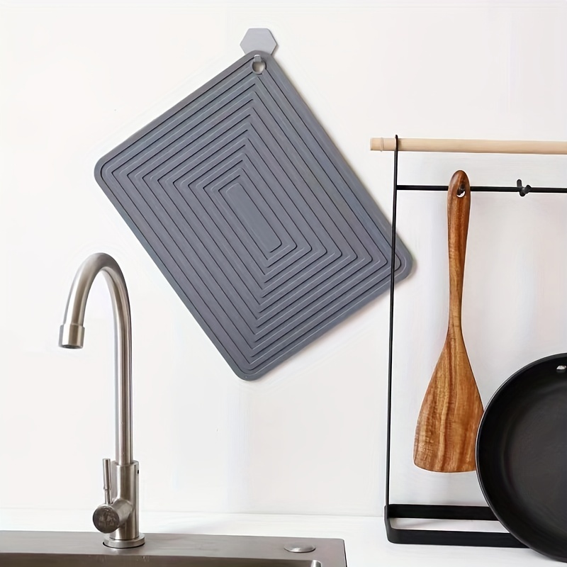 1pc Kitchen Countertop Silicone Dish Drying Mat Heat Resistant Trivet  Non-slip Placemat Coaster For Bowl Plate