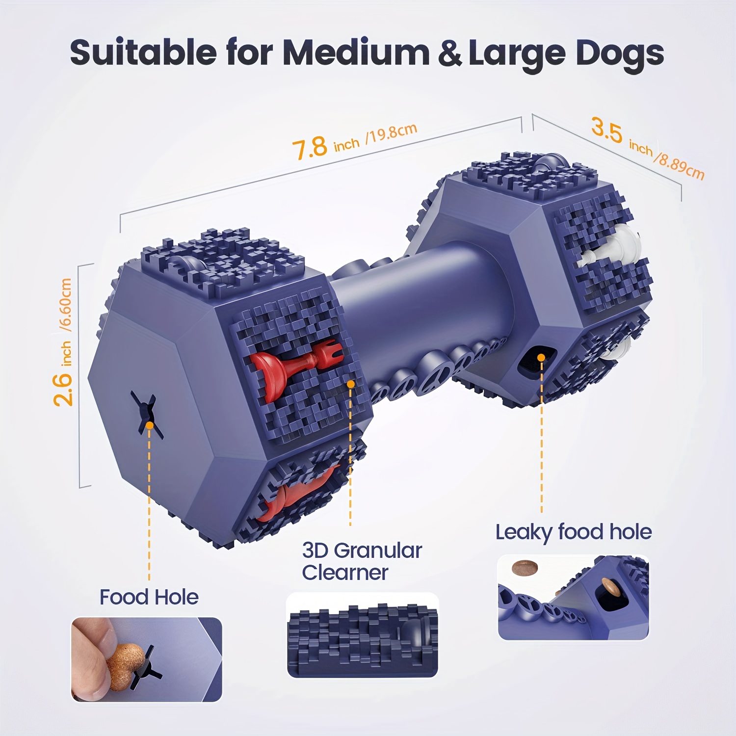 1pc pet dumbbell chew toy interactive and fun training for dogs teeth cleaning and food leaking 2