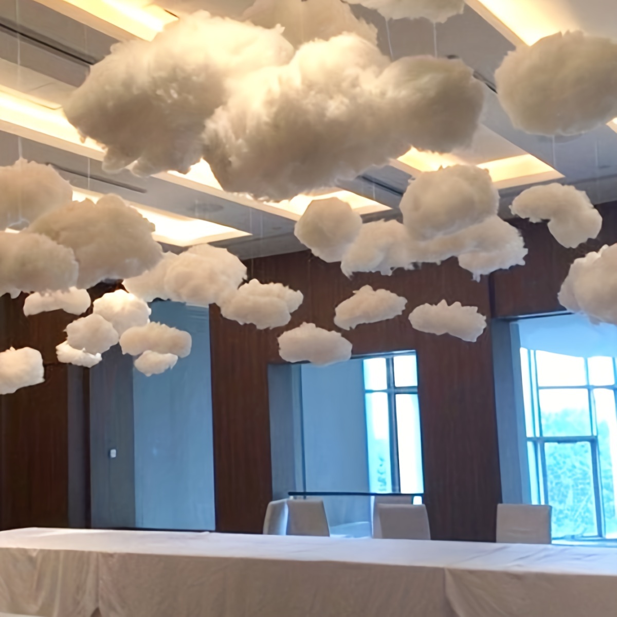 Grands nuages artificiels en coton pour décoration de plafond, arc