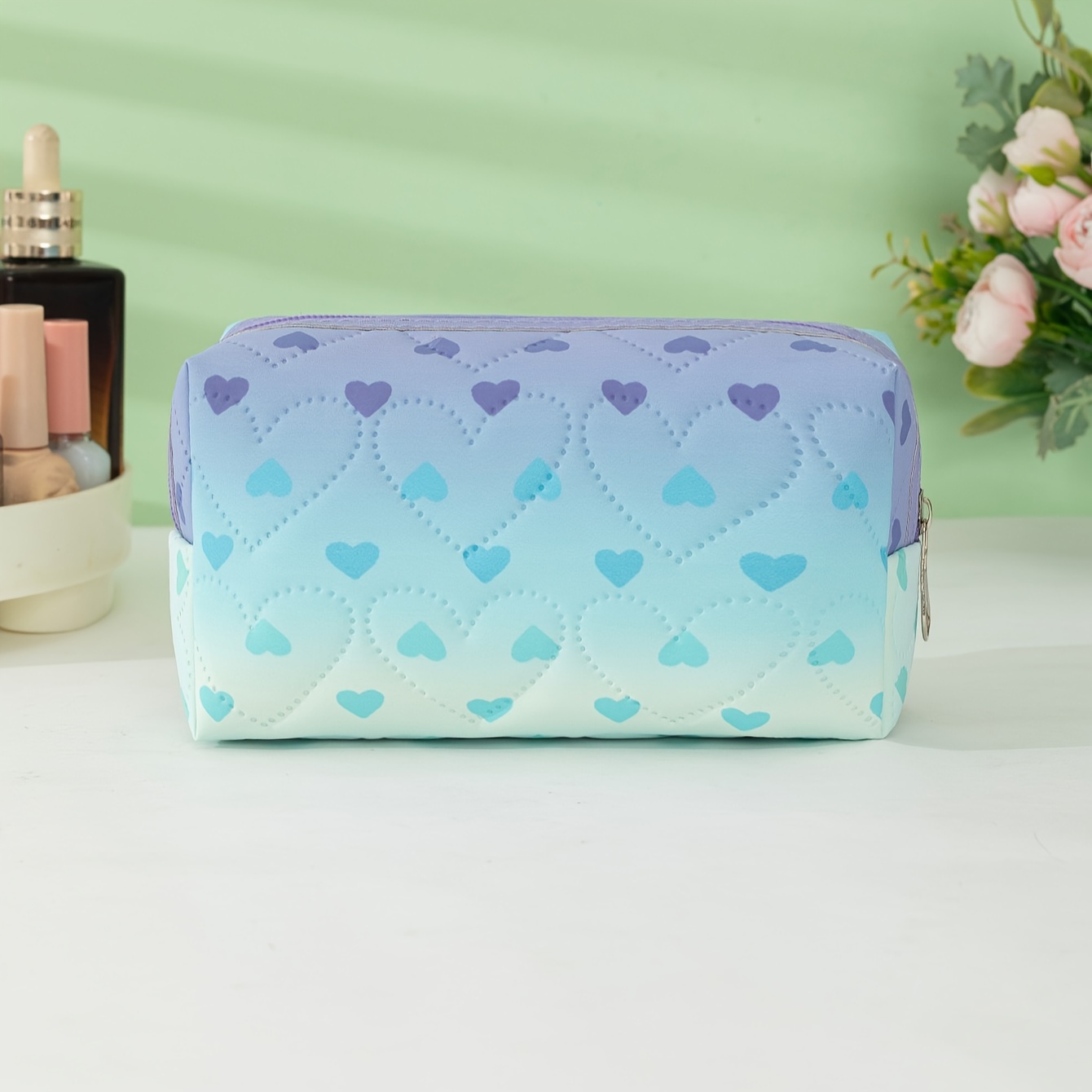 Bolsas de cosméticos para mujer – Bolsa de cosméticos de pana para mujer,  bolsos de mano estéticos con puntos sonrientes, organizador de maquillaje