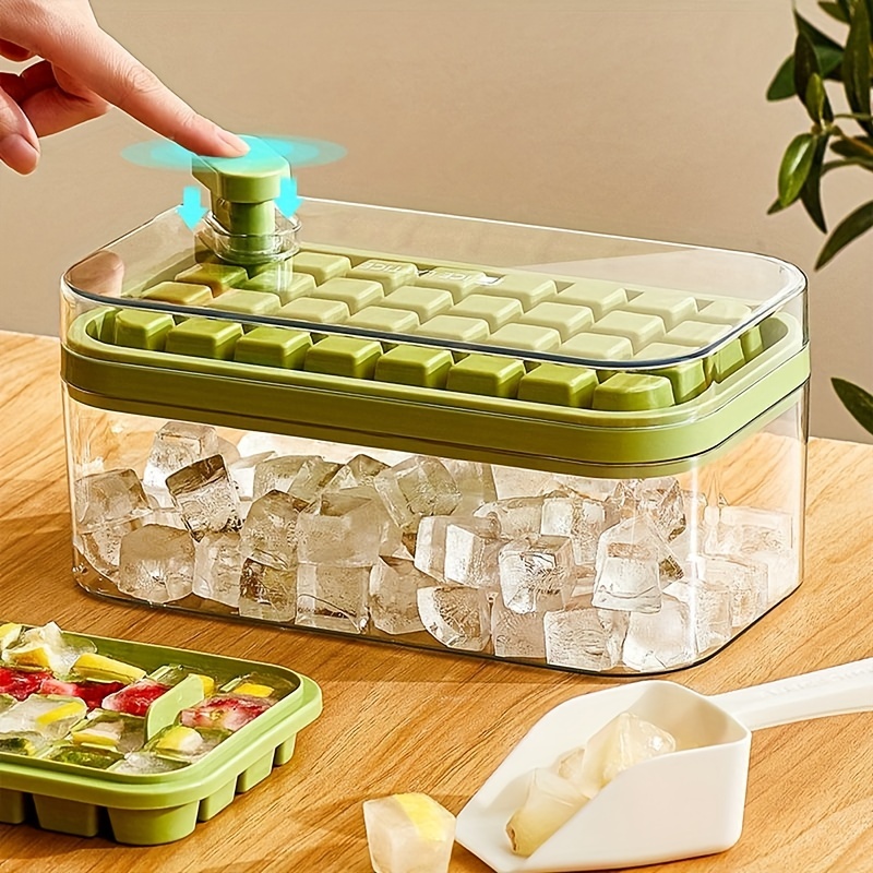 1pc White Ice Cube Tray With Lid, Plastic Freezer Ice Box Ice Mold