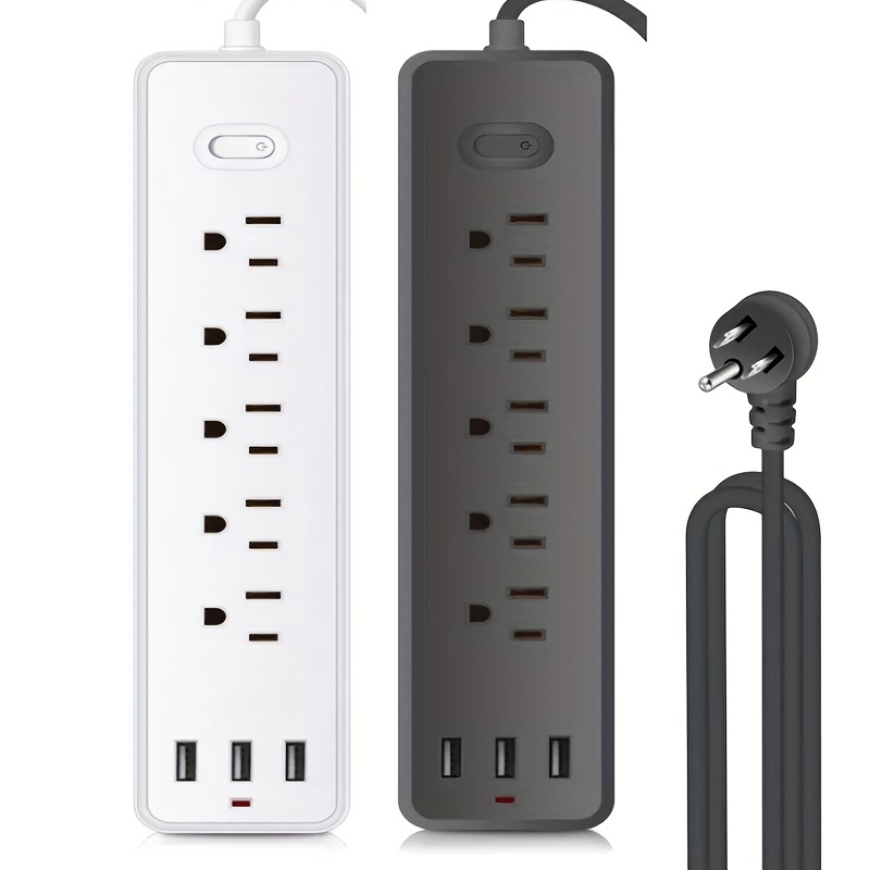 Regleta de alimentación de montaje en pared con 4 tomas, regleta de  alimentación montable con 2 puertos USB, montaje debajo del escritorio de 4