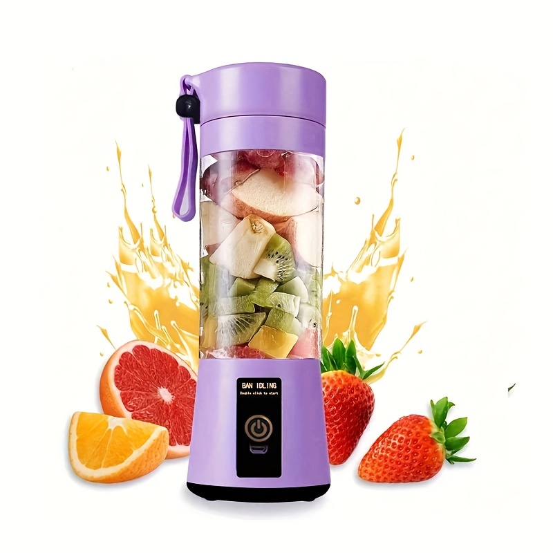 1pc Purple Wireless Portable Blender With 6 Blades, Usb
