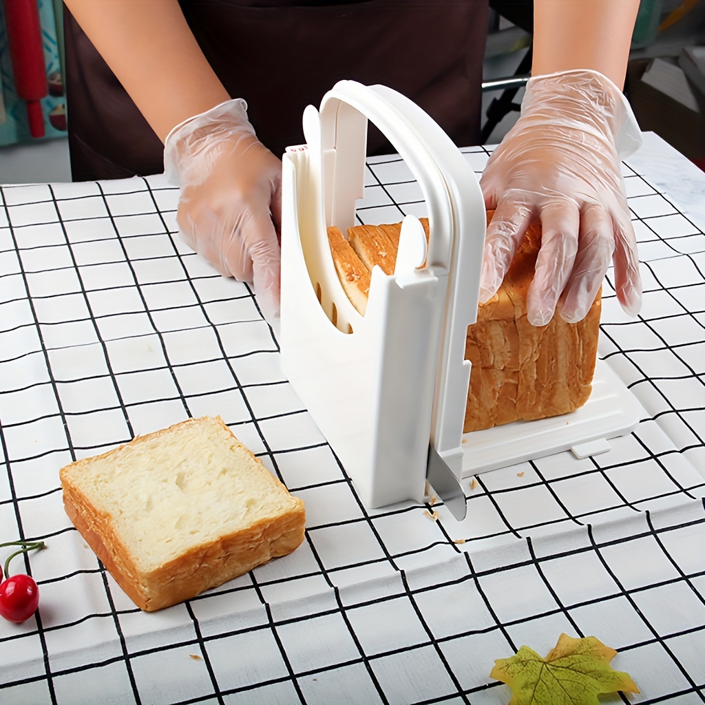 Foldable Bamboo Bread Slicer, Adjustable Bread Slicing Guide With