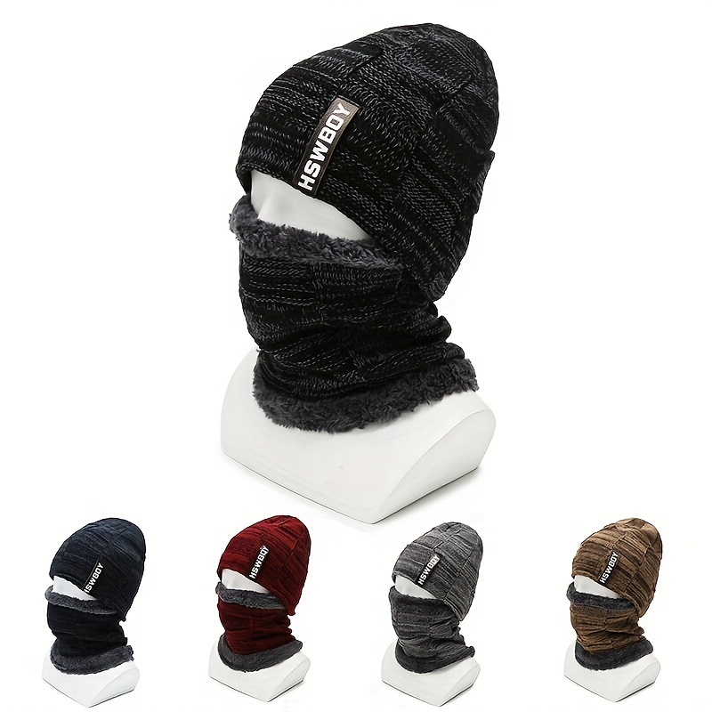 1 pieza invierno ciclista cortavientos & vellón cálido Pasamontañas Forro  de casco Sombrero con Cobertura facial , negro