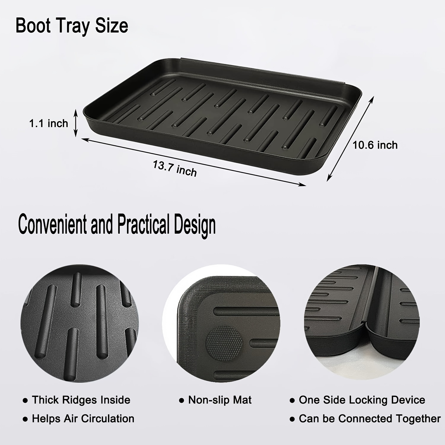 Under Kitchen Sink Mat Drip Protector Tray Cabinet 17 X 13 X 2 Inch Black  2-Pack