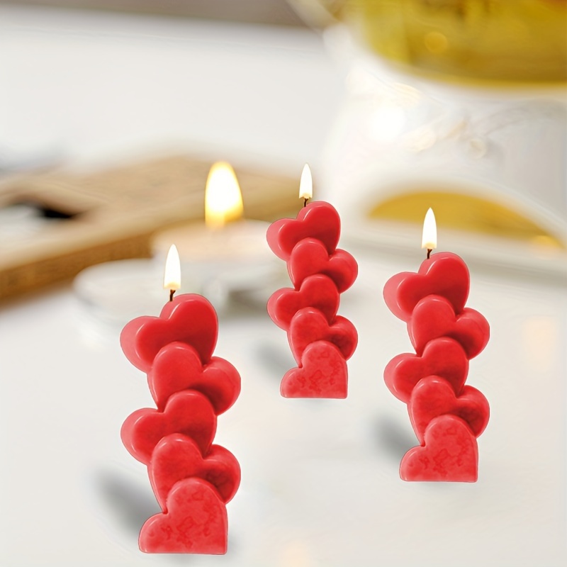  Heart Candle Silicone Mold Love Heart Shape Aromatherapy Resin  Mould for DIY Candle Making Art Soap Home Decorations