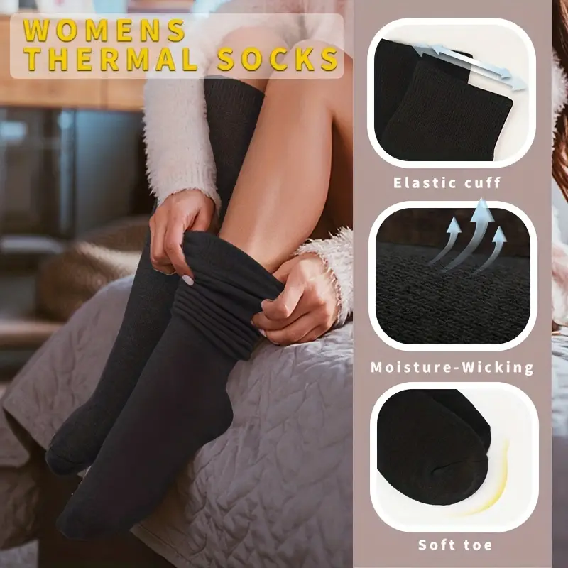 Men's Women's Warm Thick Cotton Knee High Socks Hiking - Temu