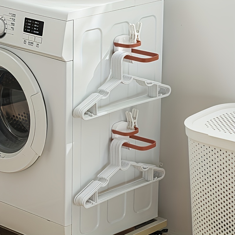 Double-layer Wall-mounted Clothespin Hanger For Balcony Washing Machine ...