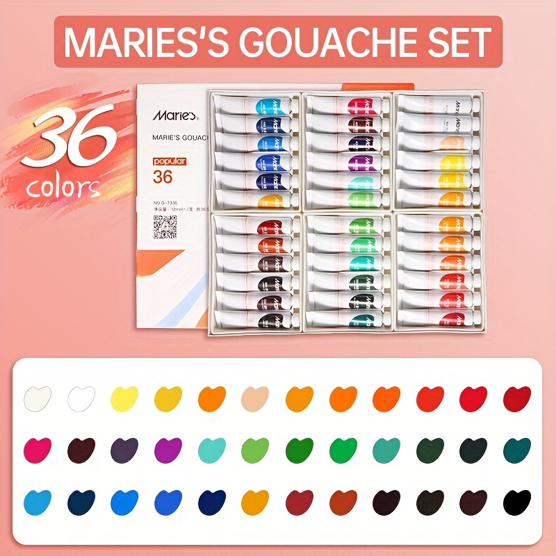 Marie's Artist Gouache Paint Sets - Highly Pigmented Gouache for Painting,  Artists, Illustrators & Designers - Set of 18 Assorted Color Tubes