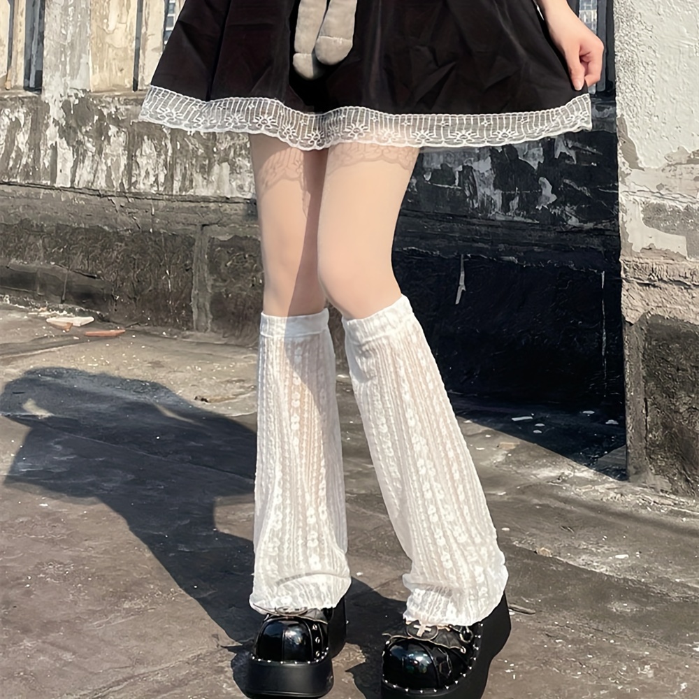 Floral Lace Leg Warmers Cute Japanese Style Sunscreen Calf - Temu