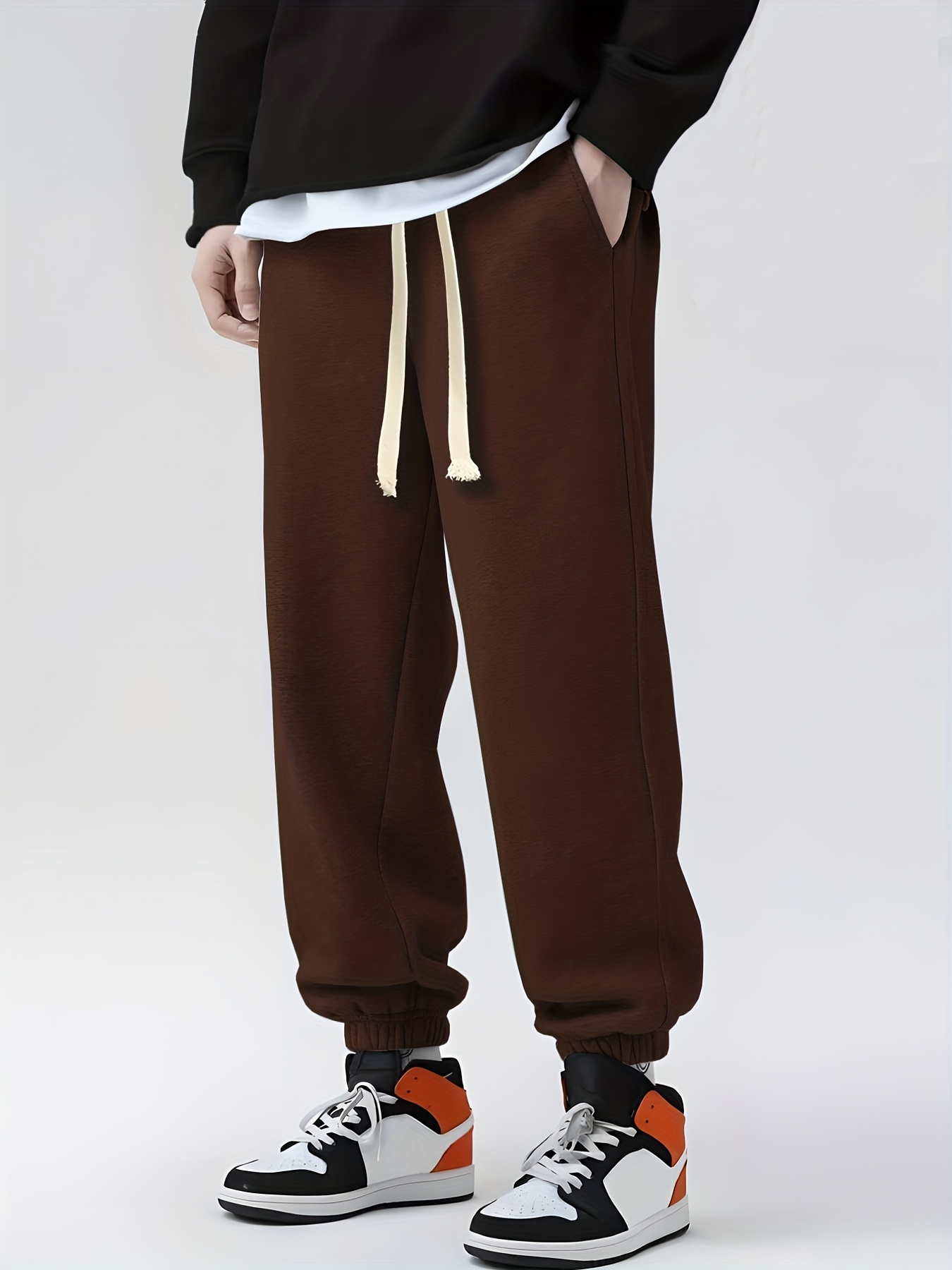 Solid Basic Drawstring Sweatpants Loose Fit Pants Men's - Temu