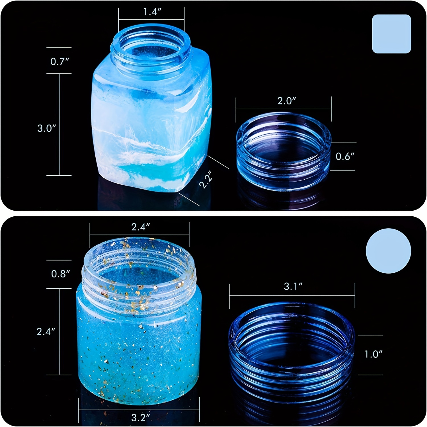  Small Bottle Container and Stopper UV Resin Epoxy Silicone Mold  Jewelry Casting 6 Trays Set with Manual : Arts, Crafts & Sewing