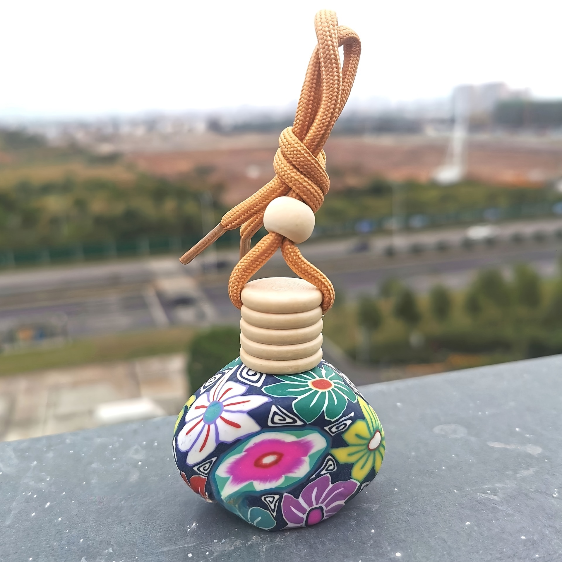 Car Hanging Colorful Bottle Polymer Clay Empty Perfume - Temu