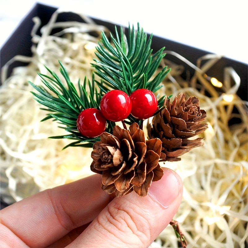 Artificial Pine Needles, Artificial Snow Covered Pine Needles Branches With  Red Berry Stems Mini Pinecone Picks For Crafts Holiday Wreath Christmas  Tree Ornaments Decor - Temu Philippines