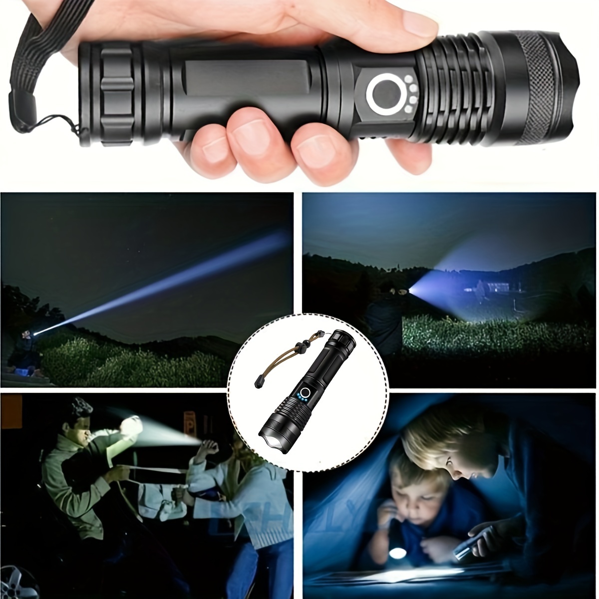 AF-WAN Lampe Torche LED Rechargeable Portable Ultra Lumineuse 9000 mAh 7000  lumens, Lampe Camping Projecteur Portable, Lampe de Poche Rechargeable pour  Randonnée Camping : : Bricolage